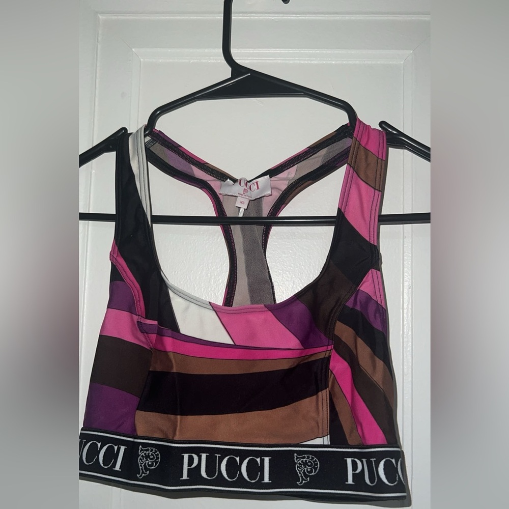 Emilio Pucci iride fuchsia print crop top